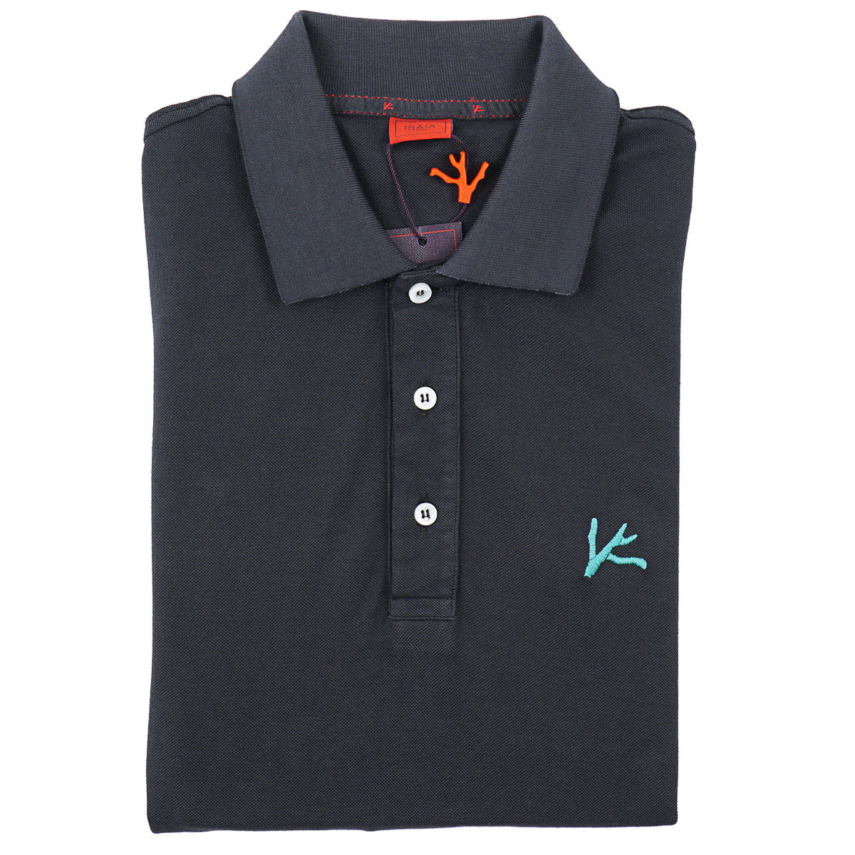 Isaia Pique Polo with Coral Branch