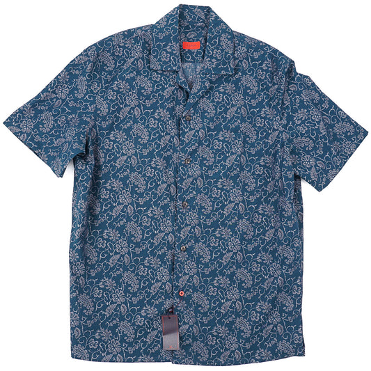 Isaia Printed Shirt with Camp Collar