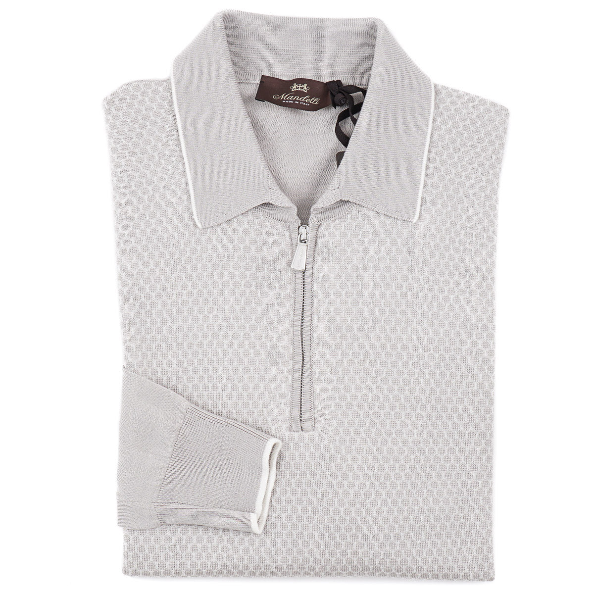 Mandelli Merino Wool-Silk Polo Sweater