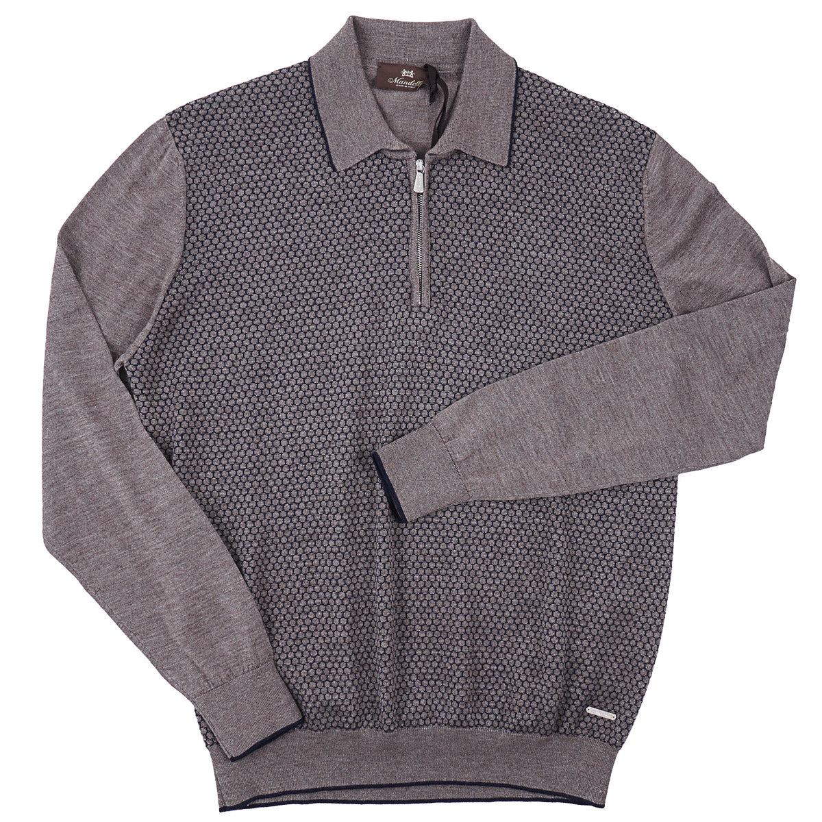 Mandelli Merino Wool-Silk Polo Sweater