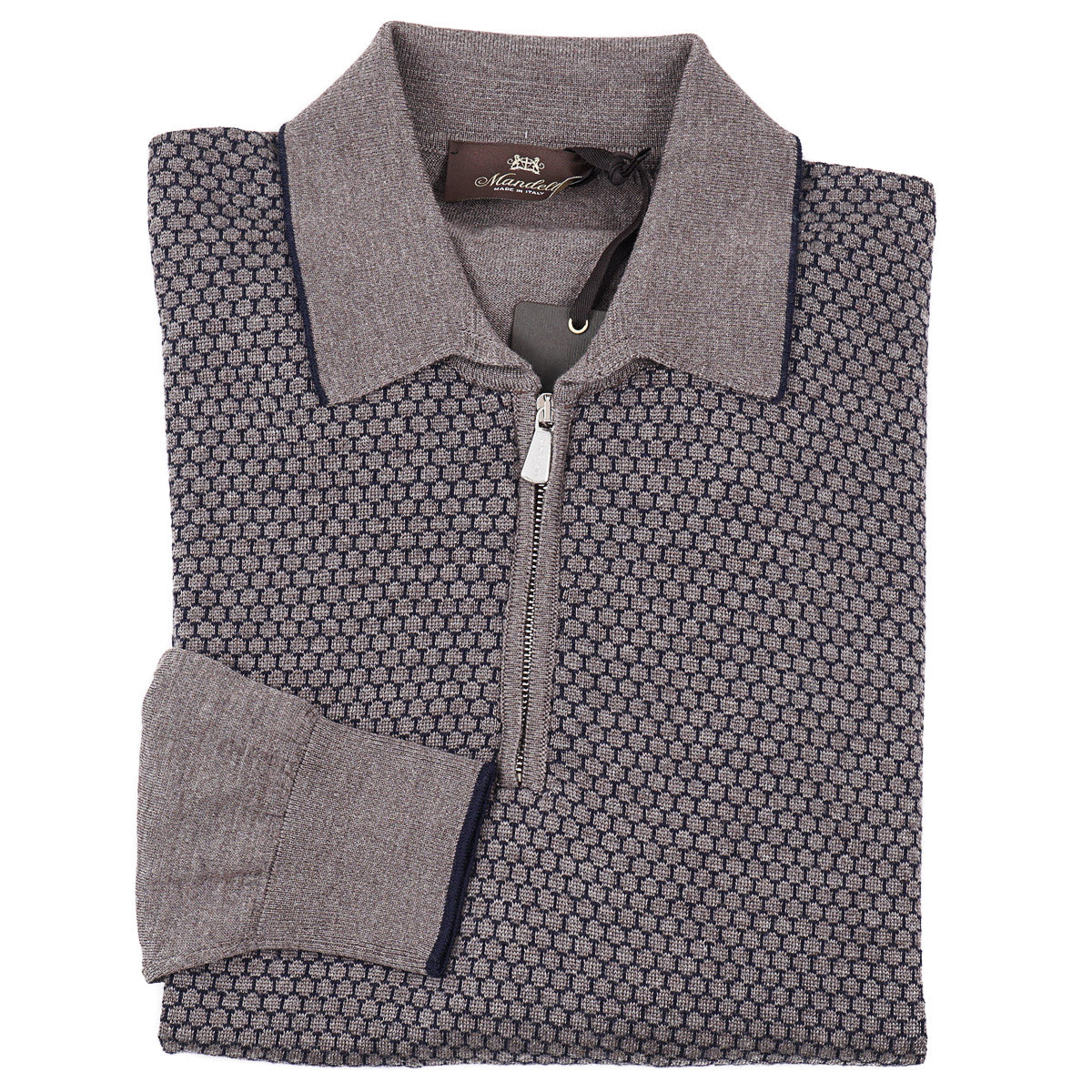 Mandelli Merino Wool-Silk Polo Sweater