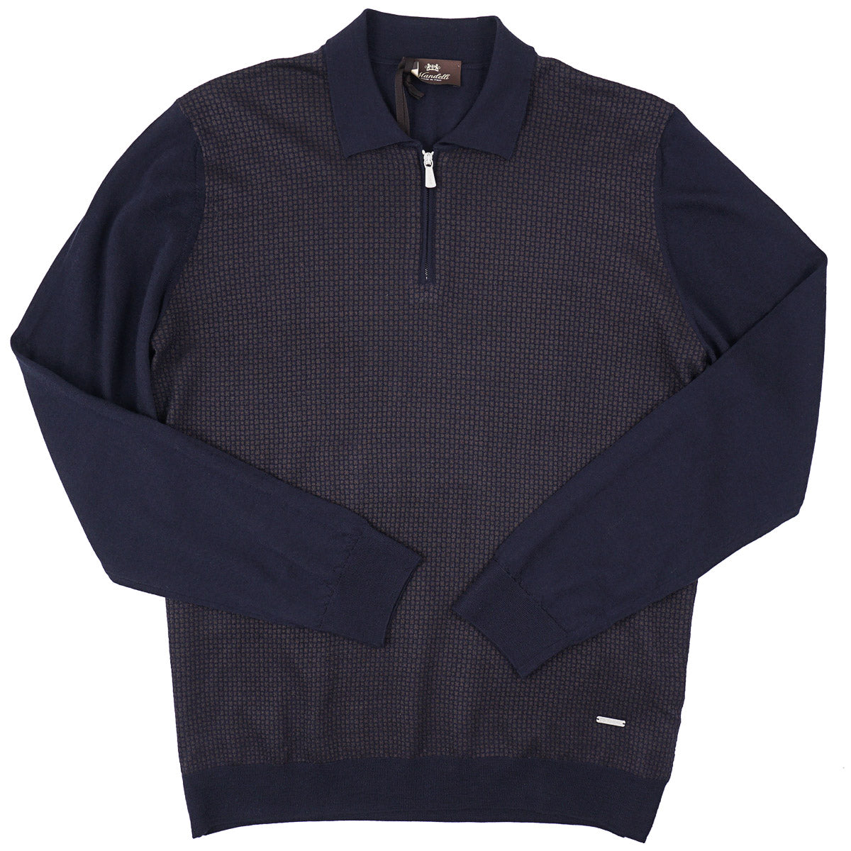 Mandelli Merino Wool-Silk Polo Sweater
