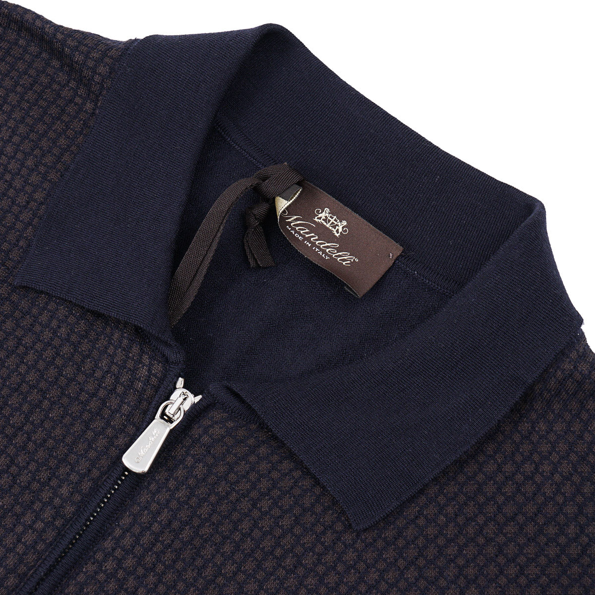 Mandelli Merino Wool-Silk Polo Sweater