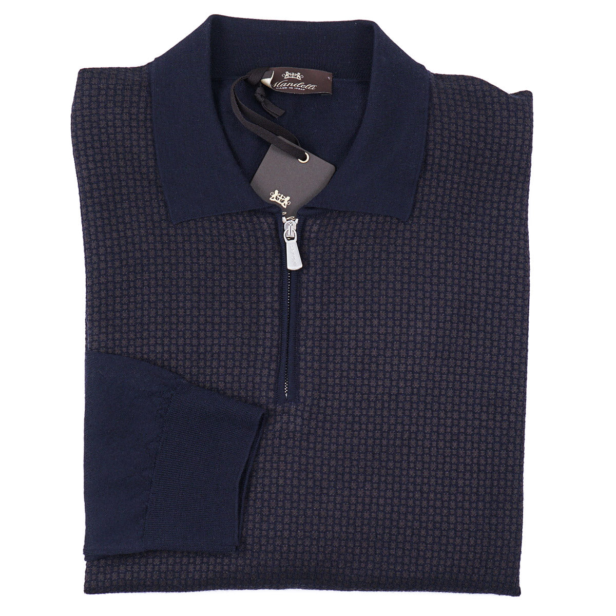 Mandelli Merino Wool-Silk Polo Sweater