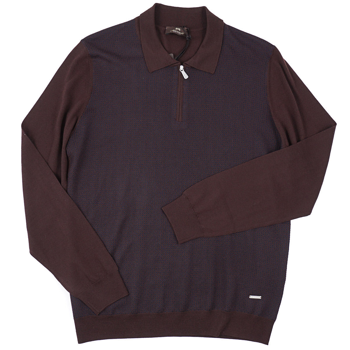 Mandelli Merino Wool-Silk Polo Sweater