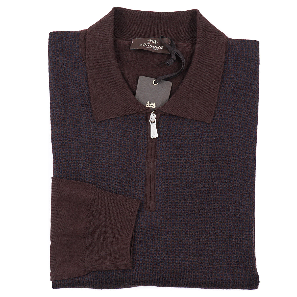 Mandelli Merino Wool-Silk Polo Sweater
