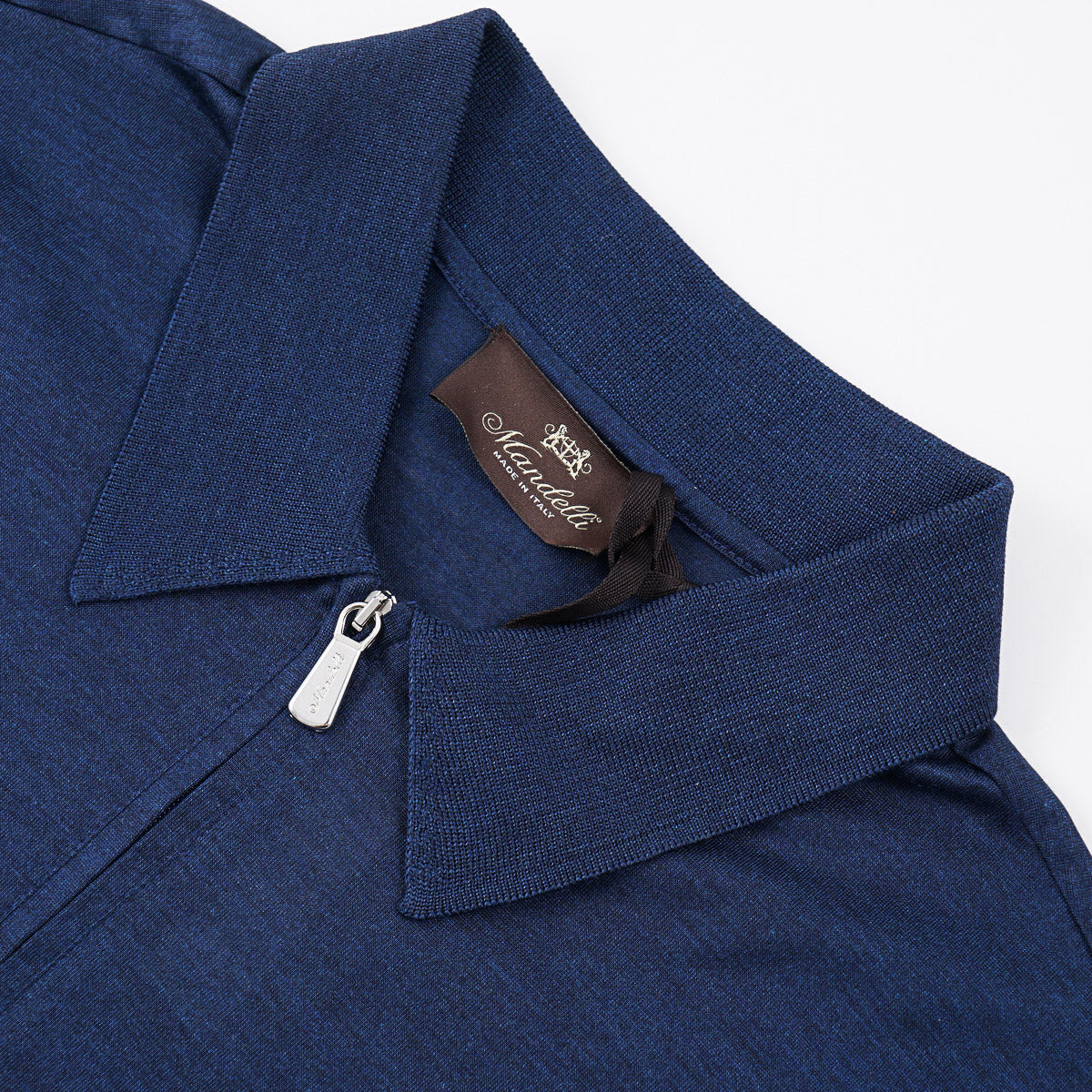 Mandelli Zip-Collar Light Silk Polo