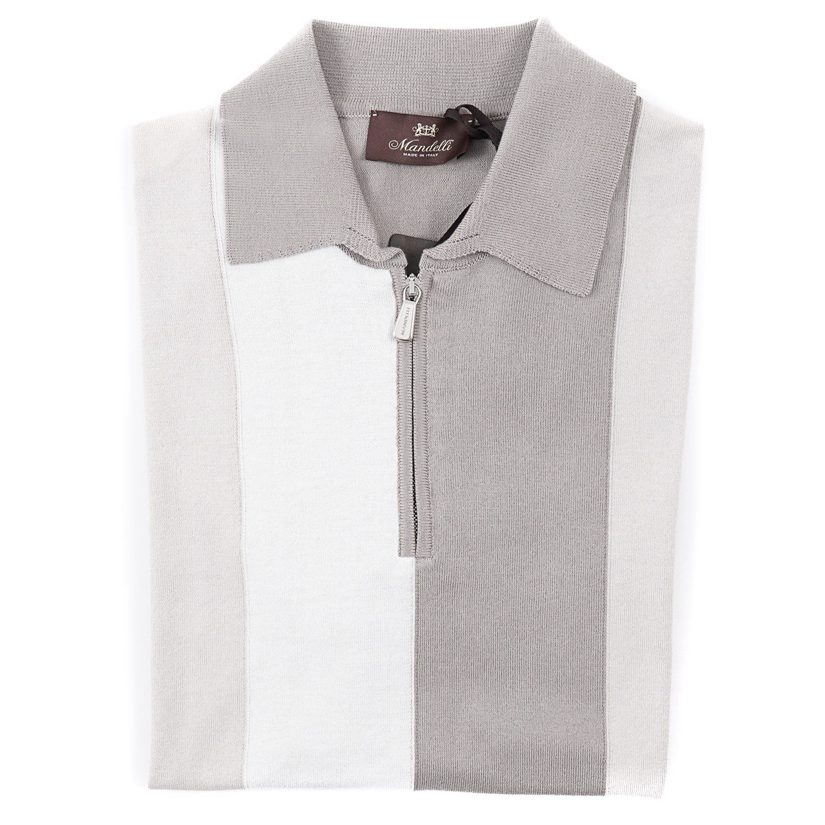 Mandelli Zip-Collar Knit Cotton Polo