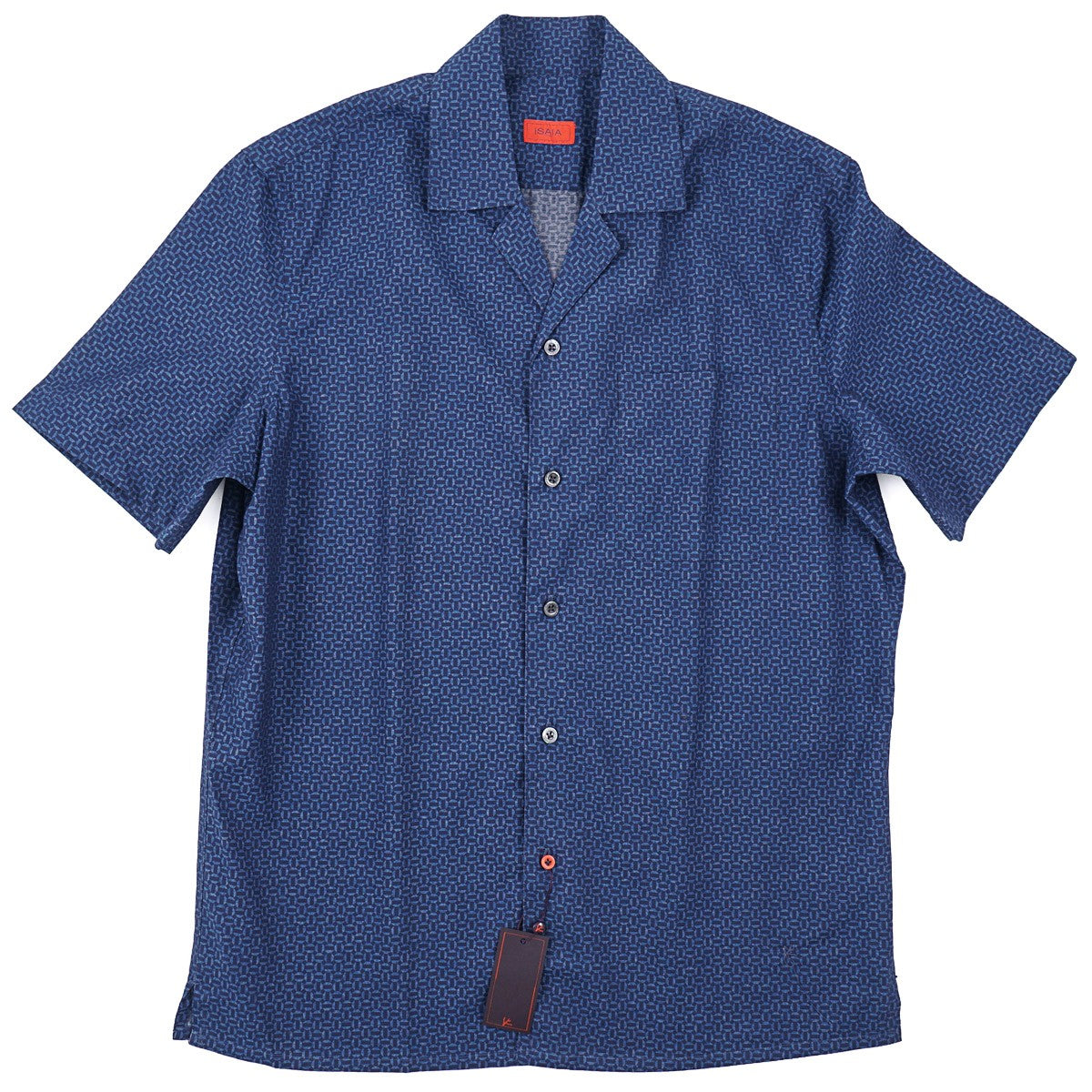 Isaia Printed Shirt with Camp Collar