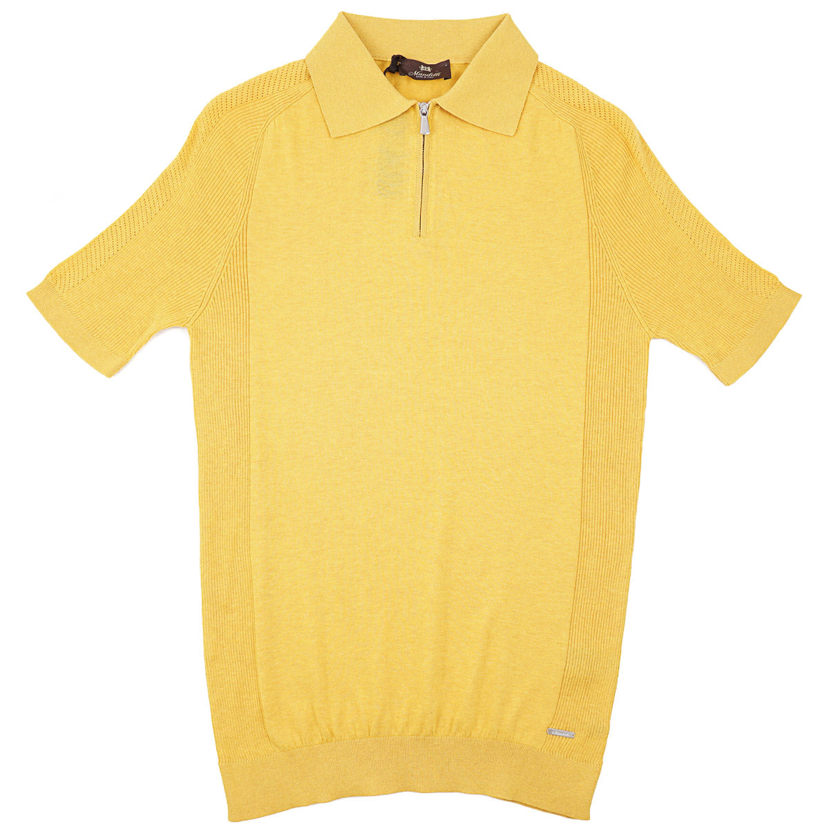 Mandelli Zip-Collar Knit Cotton Polo
