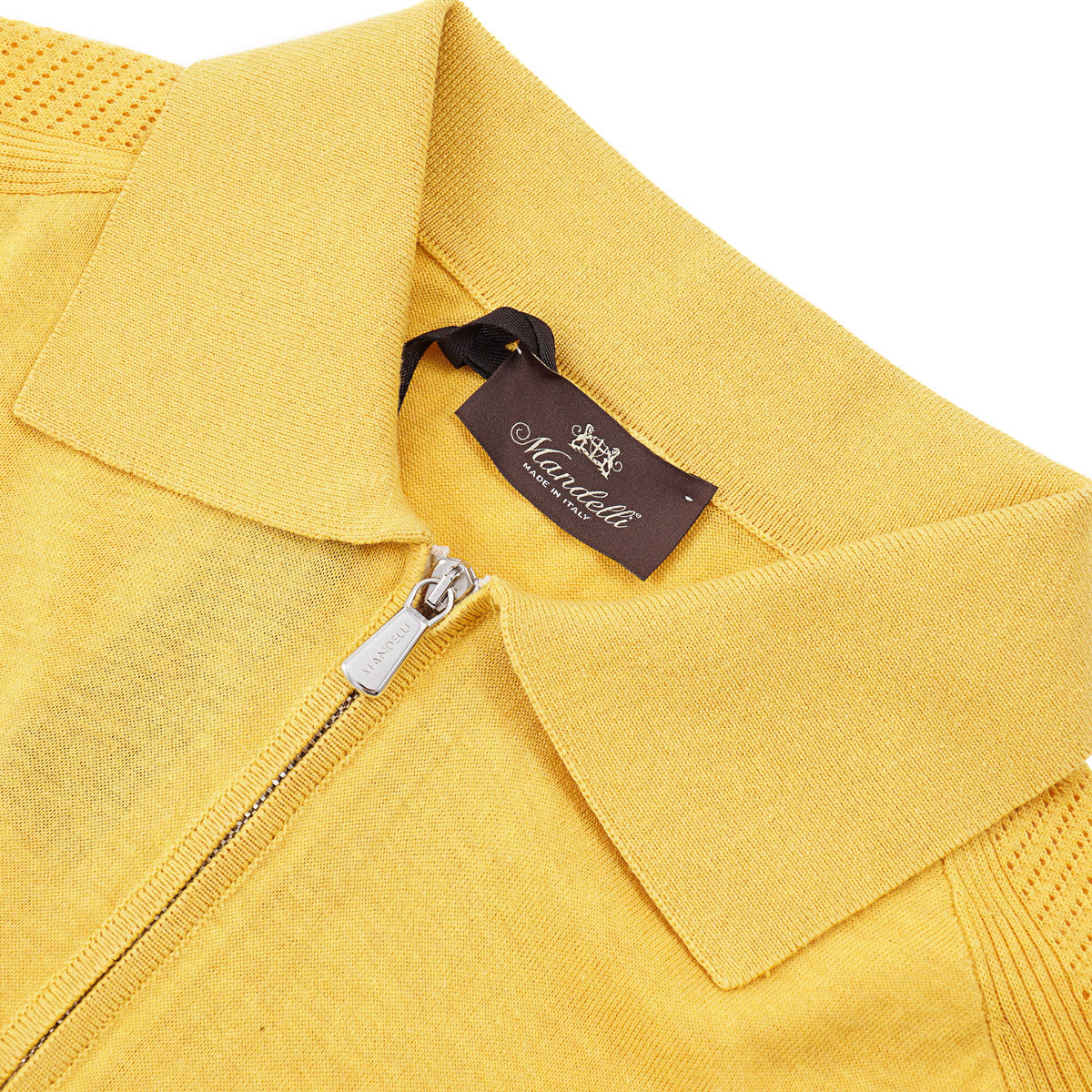 Mandelli Zip-Collar Knit Cotton Polo