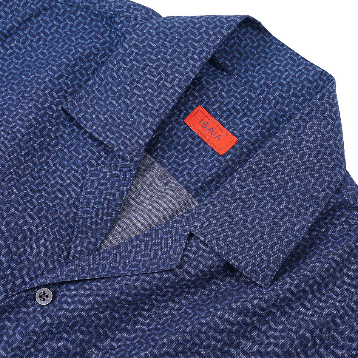 Isaia Printed Shirt with Camp Collar