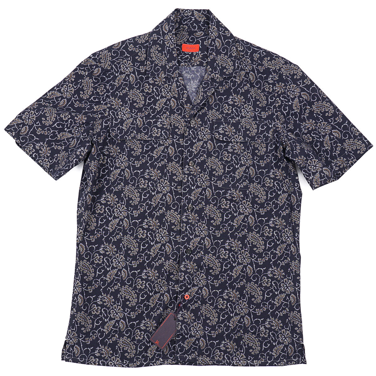 Isaia Printed Shirt with Camp Collar