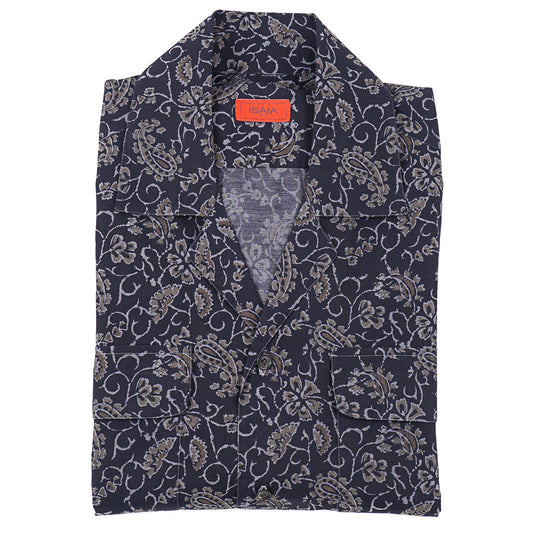 Isaia Printed Shirt with Camp Collar