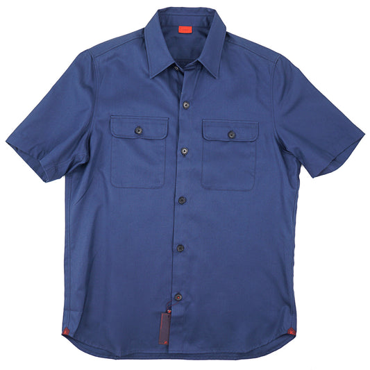 Isaia Cotton Short-Sleeve Overshirt
