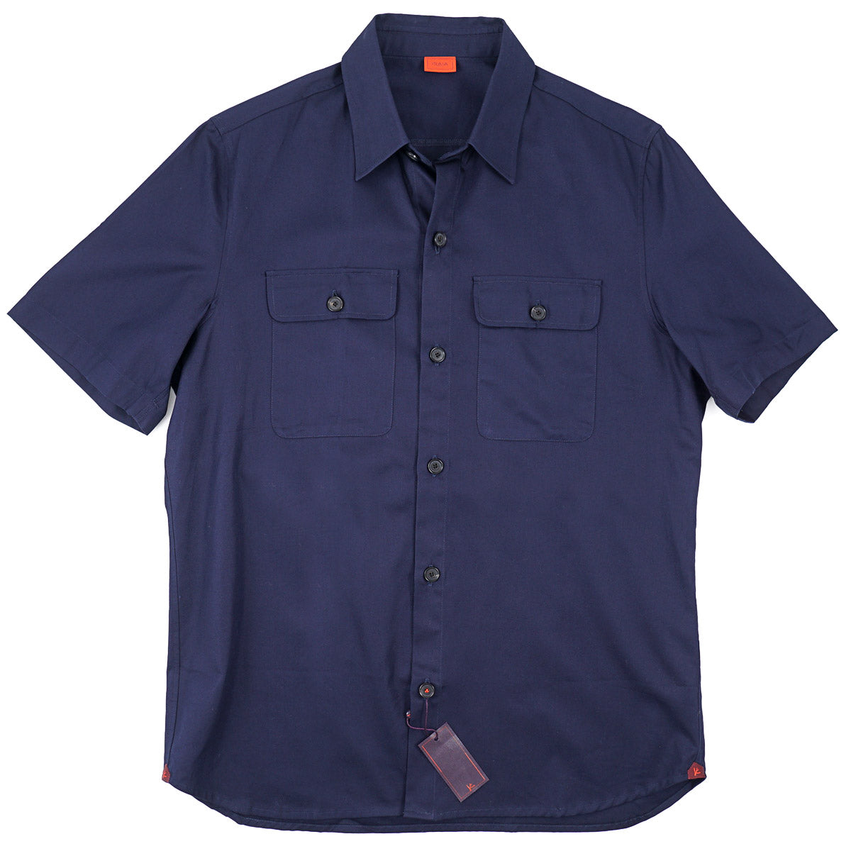 Isaia Cotton Short-Sleeve Overshirt