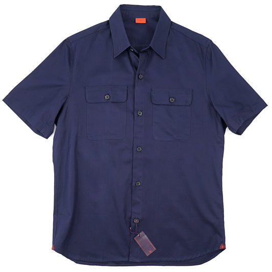 Isaia Cotton Short-Sleeve Overshirt