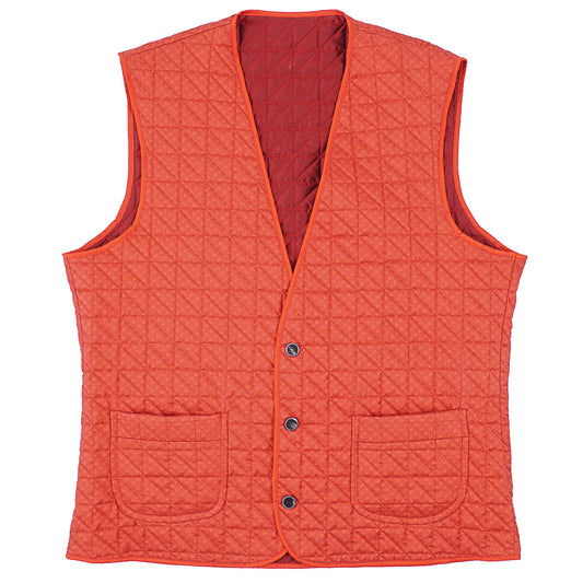 Isaia Quilted Printed Silk Vest