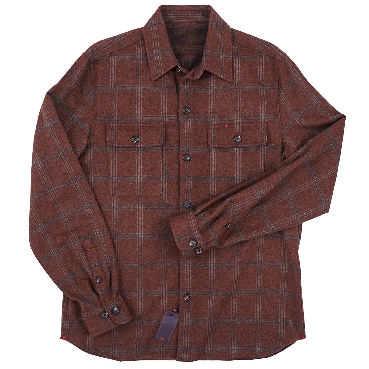 Isaia Flannel Wool-Cashmere Overshirt