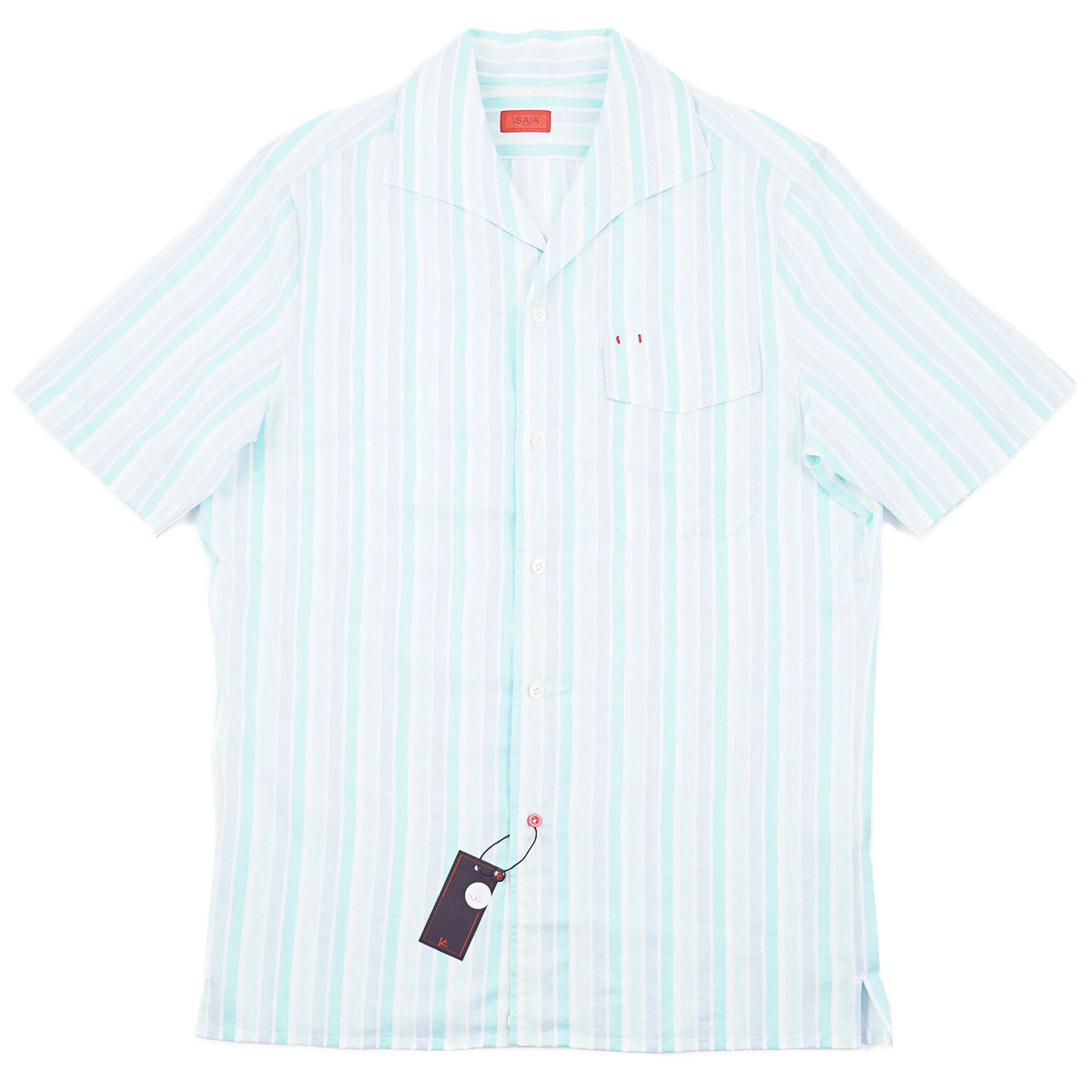 Isaia Short Sleeve Cotton-Silk Shirt