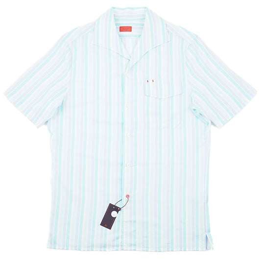 Isaia Short Sleeve Cotton-Silk Shirt