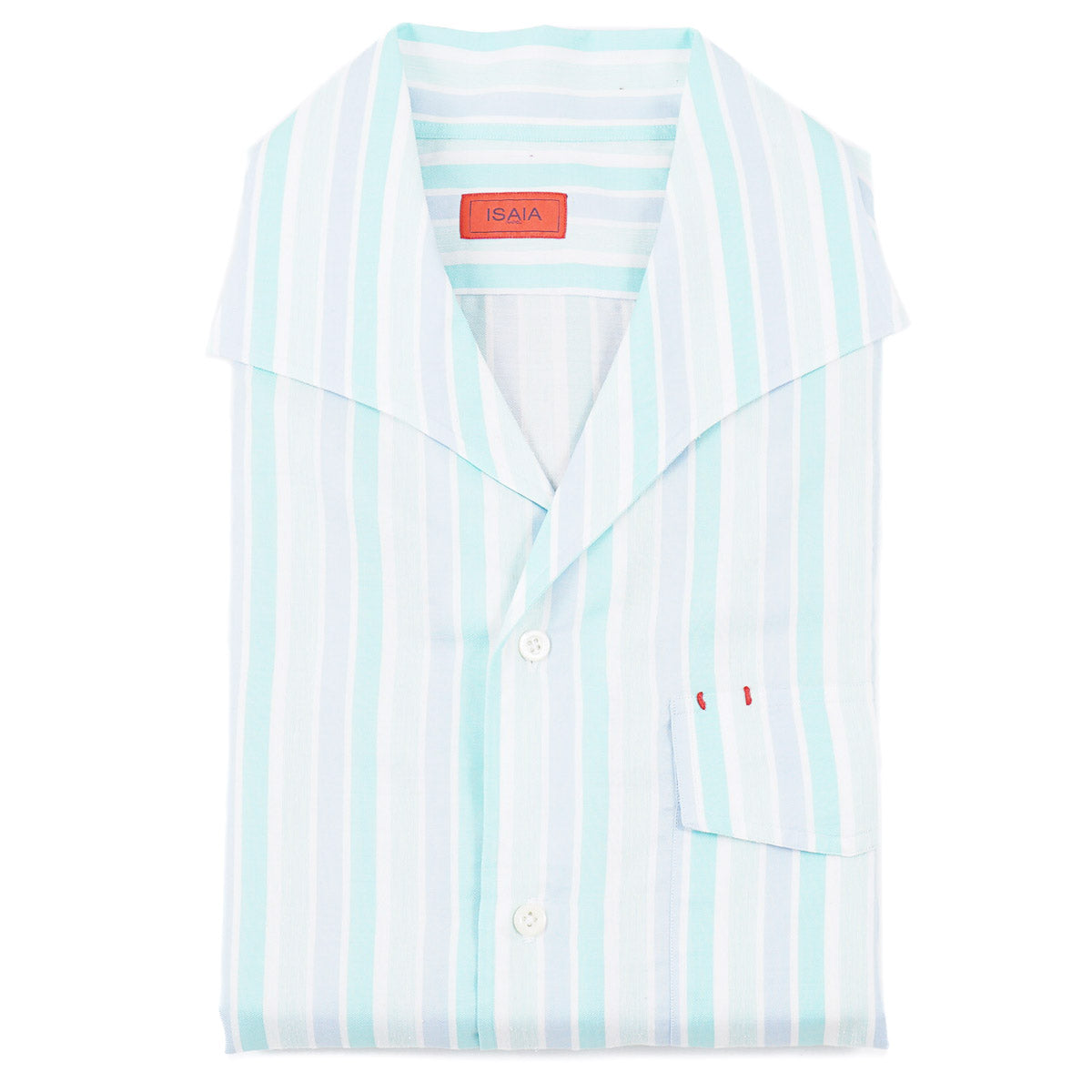 Isaia Short Sleeve Cotton-Silk Shirt