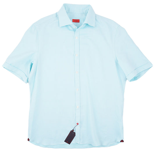 Isaia Short Sleeve Cotton Sport Shirt