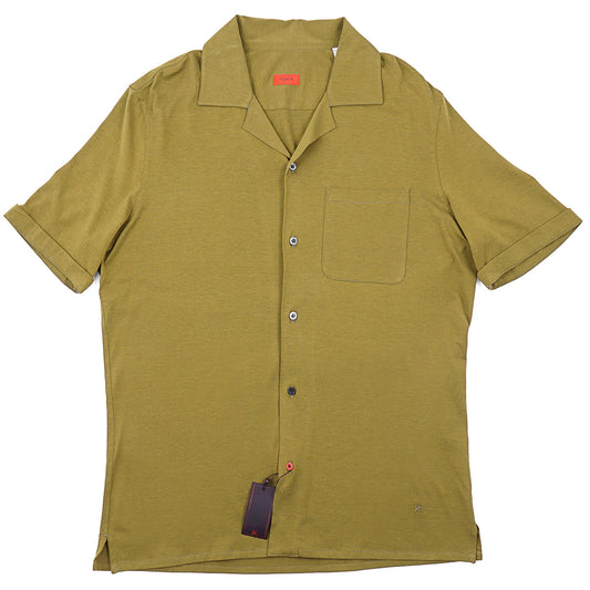Isaia Jersey Silk-Cotton Short Sleeve Shirt