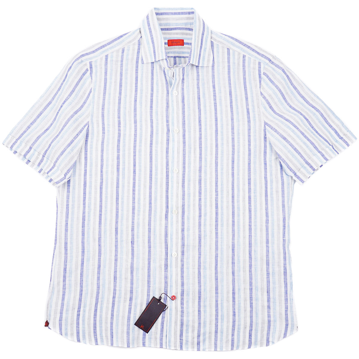 Isaia Short Sleeve Linen Sport Shirt