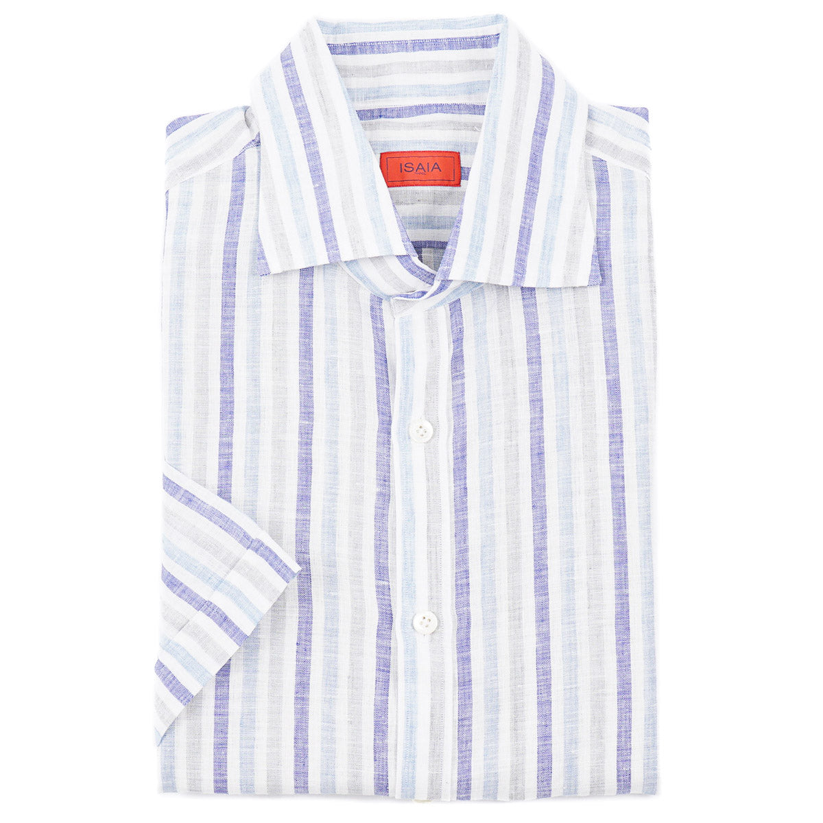 Isaia Short Sleeve Linen Sport Shirt