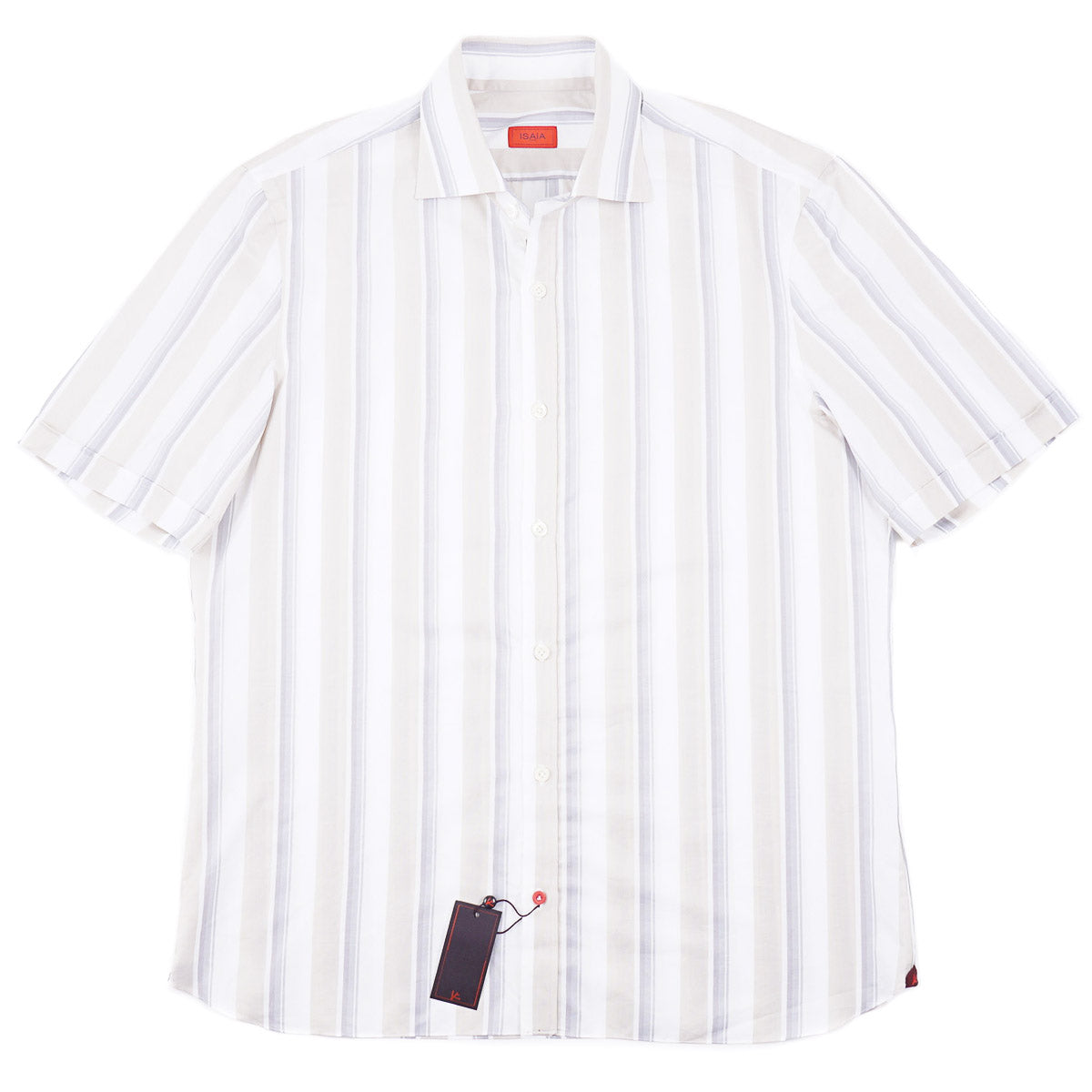 Isaia Short Sleeve Cotton Sport Shirt