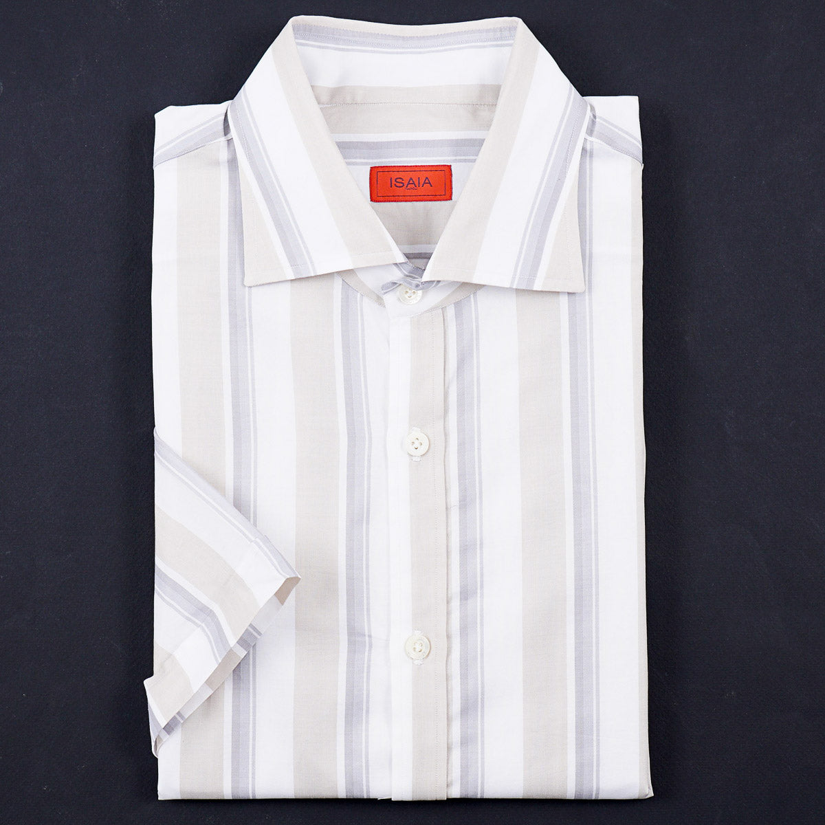 Isaia Short Sleeve Cotton Sport Shirt