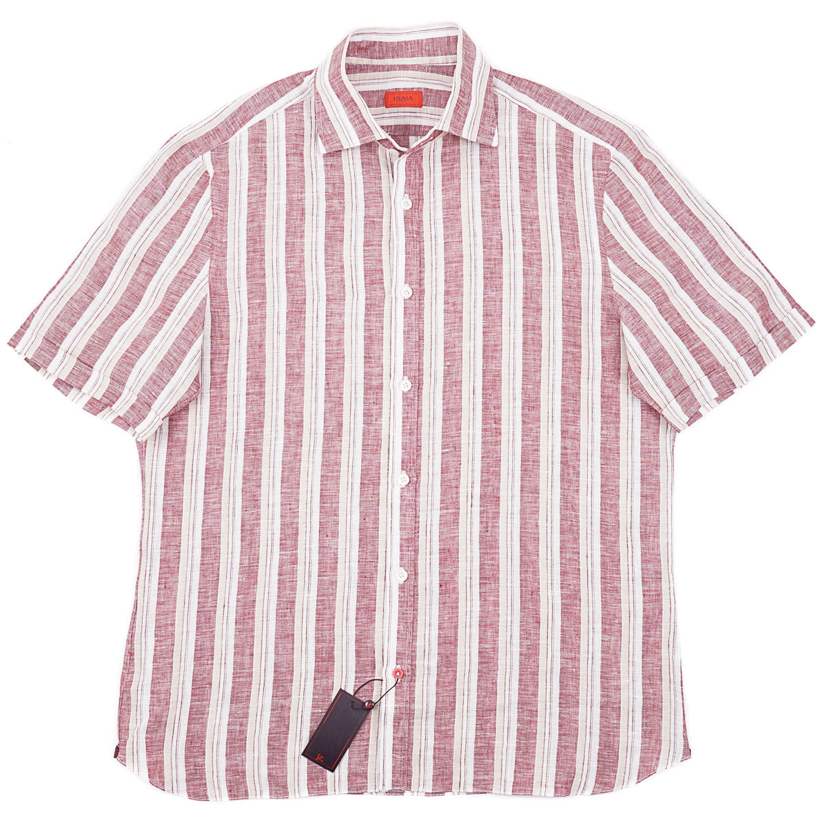 Isaia Short Sleeve Linen Sport Shirt