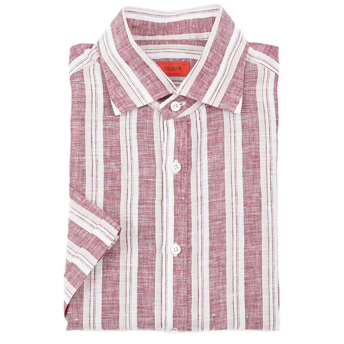 Isaia Short Sleeve Linen Sport Shirt