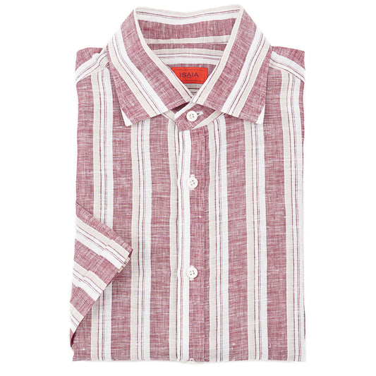 Isaia Short Sleeve Linen Sport Shirt