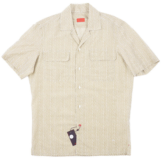 Isaia Printed Cotton and Silk Shirt