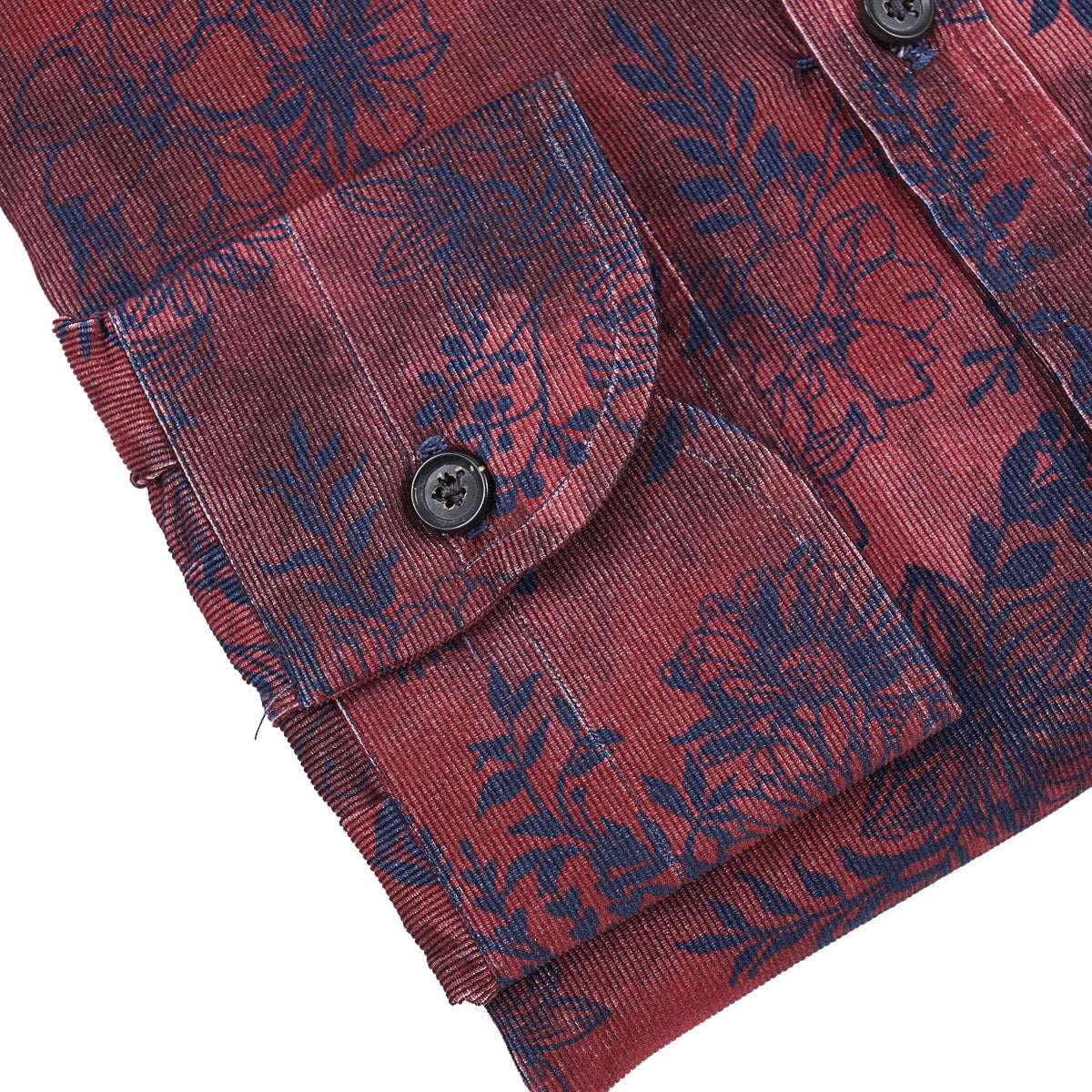Isaia Printed Micro Corduroy Sport Shirt