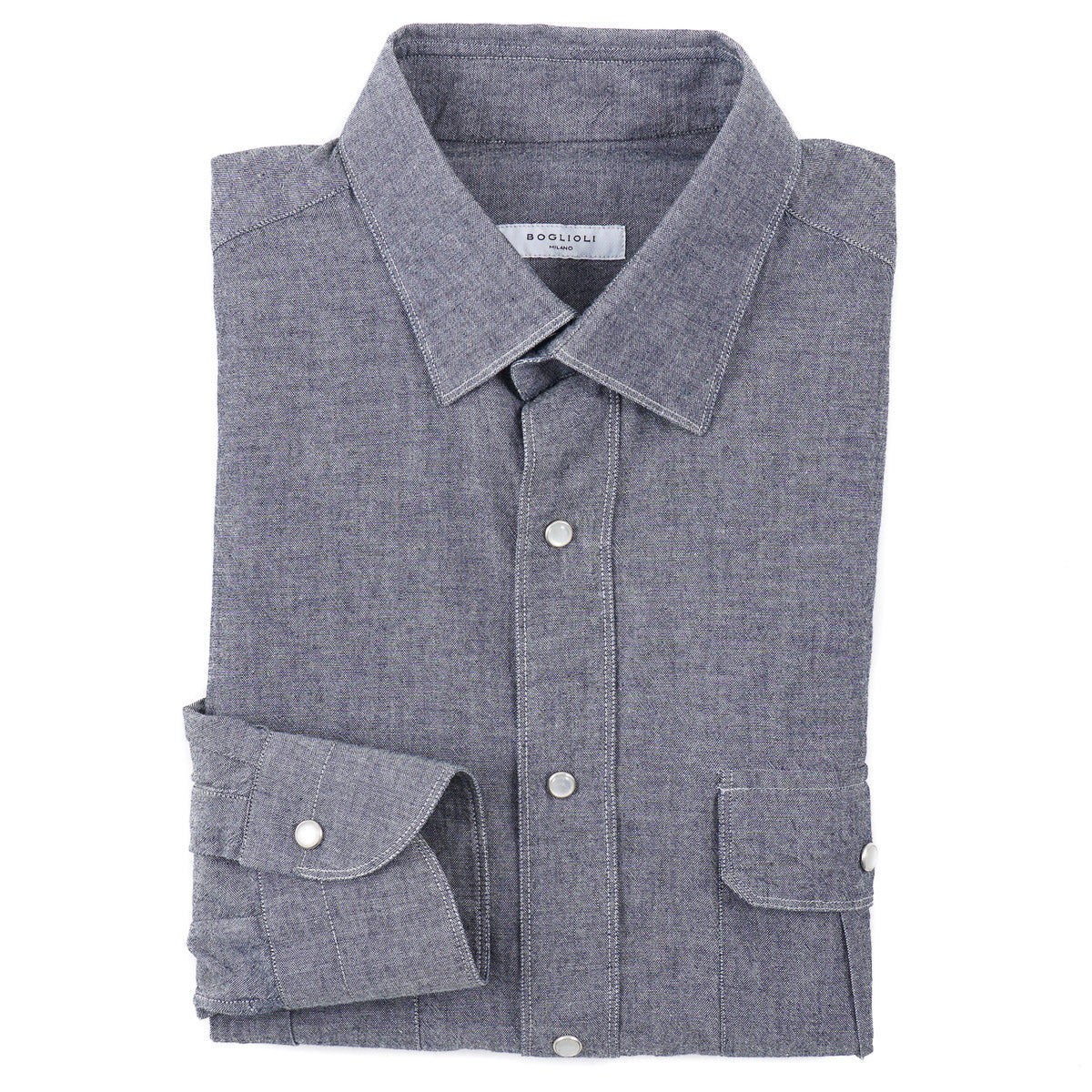 Boglioli Snap-Front Chambray Shirt