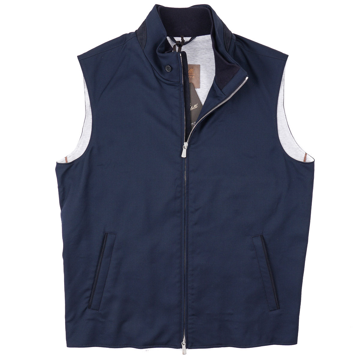 Enrico Mandelli Wool Vest with Suede Details