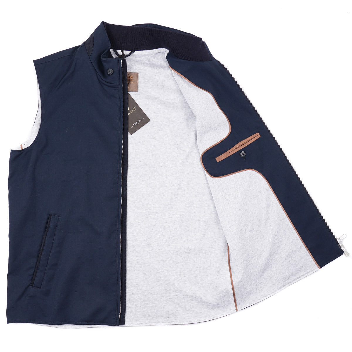 Enrico Mandelli Wool Vest with Suede Details