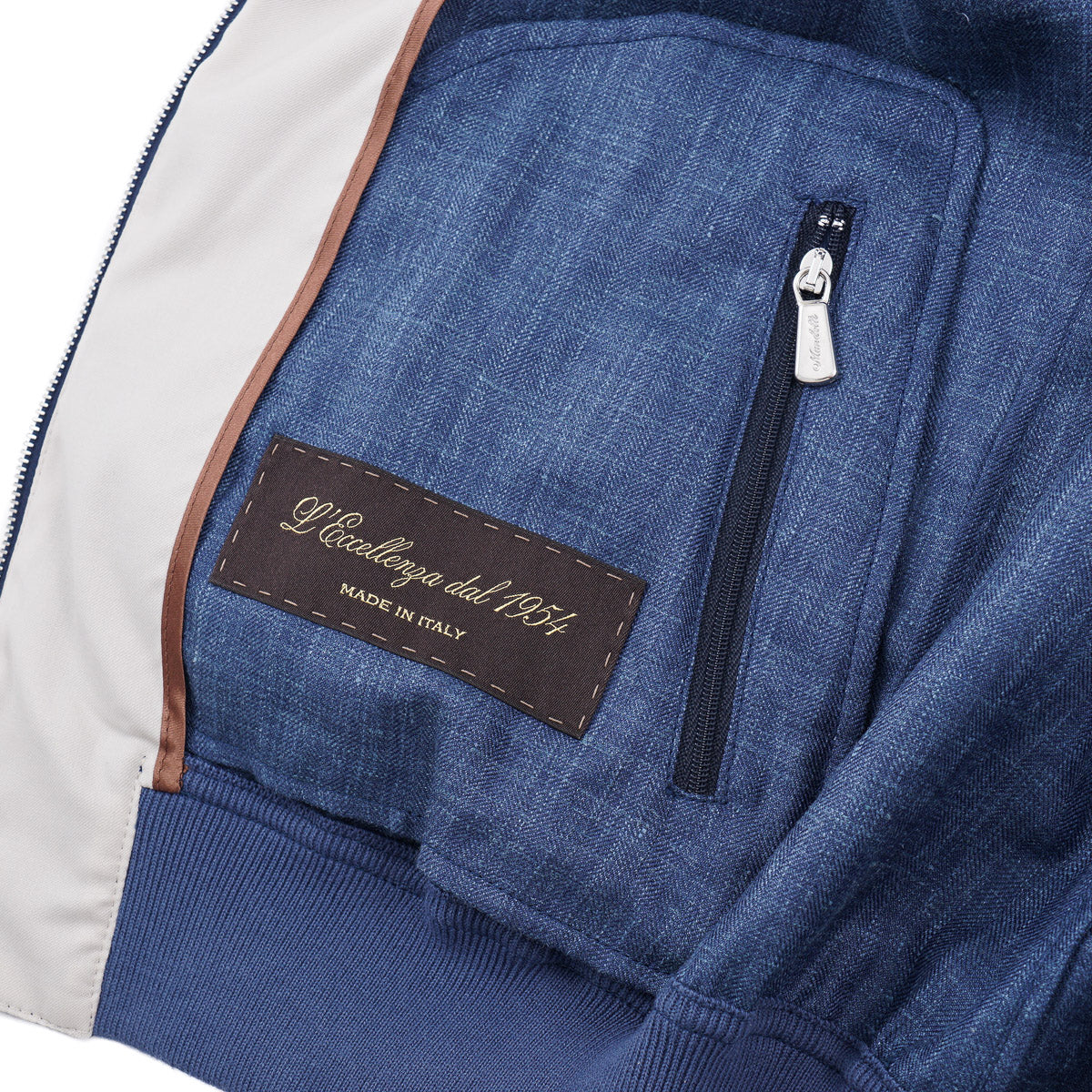 Enrico Mandelli Wool-Silk-Linen Bomber Jacket