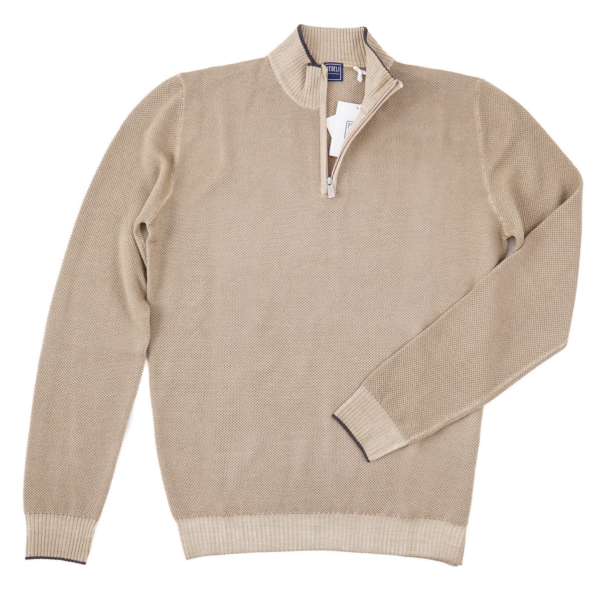 Fedeli Half-Zip Pique Wool Sweater