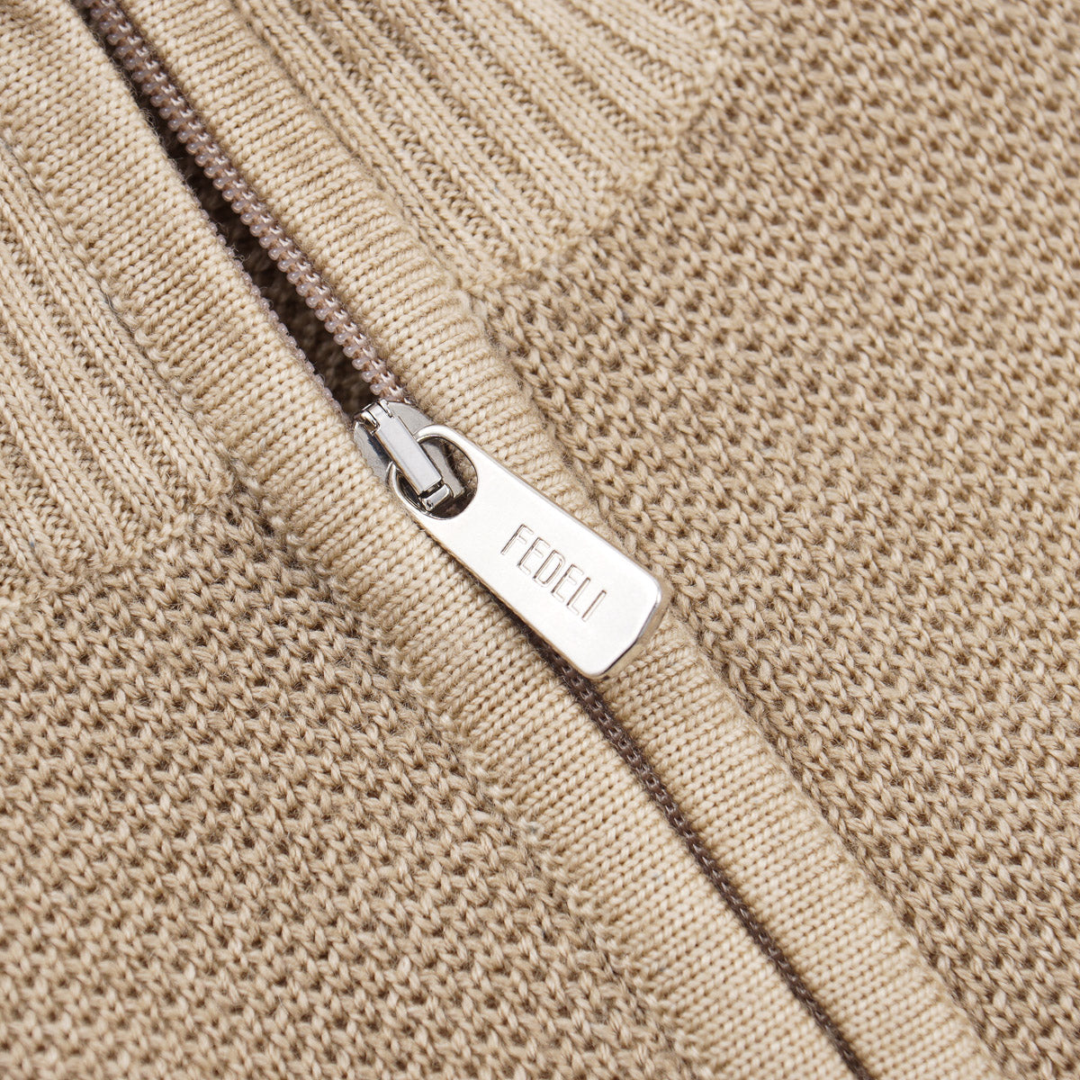 Fedeli Half-Zip Pique Wool Sweater