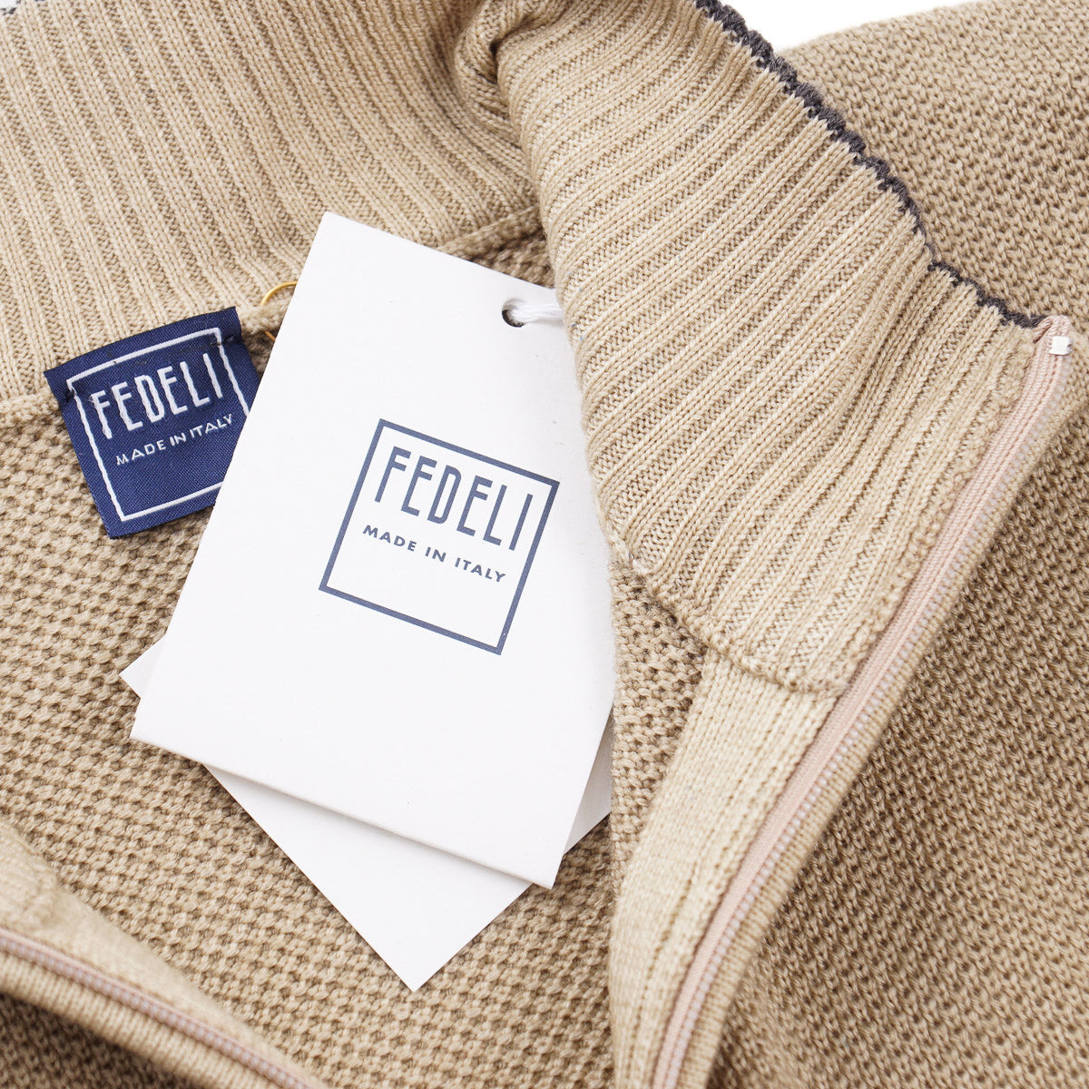 Fedeli Half-Zip Pique Wool Sweater