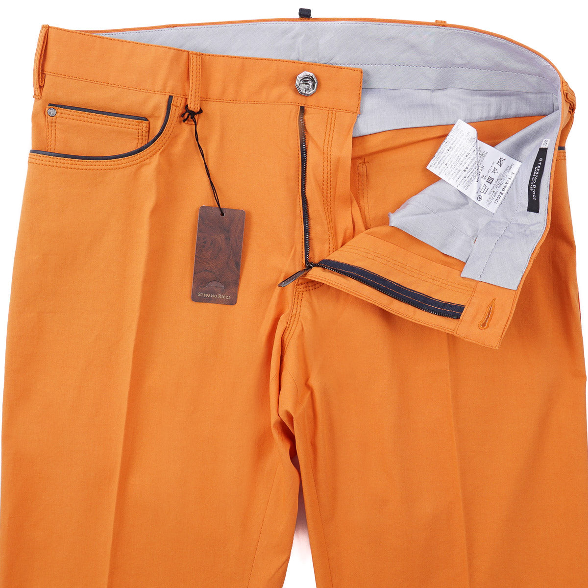 Stefano Ricci 5-Pocket Pants with Leather Details