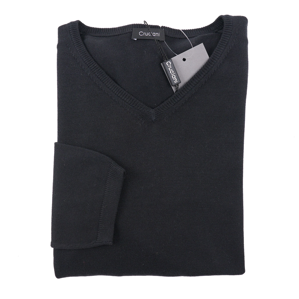 Cruciani Black Knit Cotton Sweater - Top Shelf Apparel