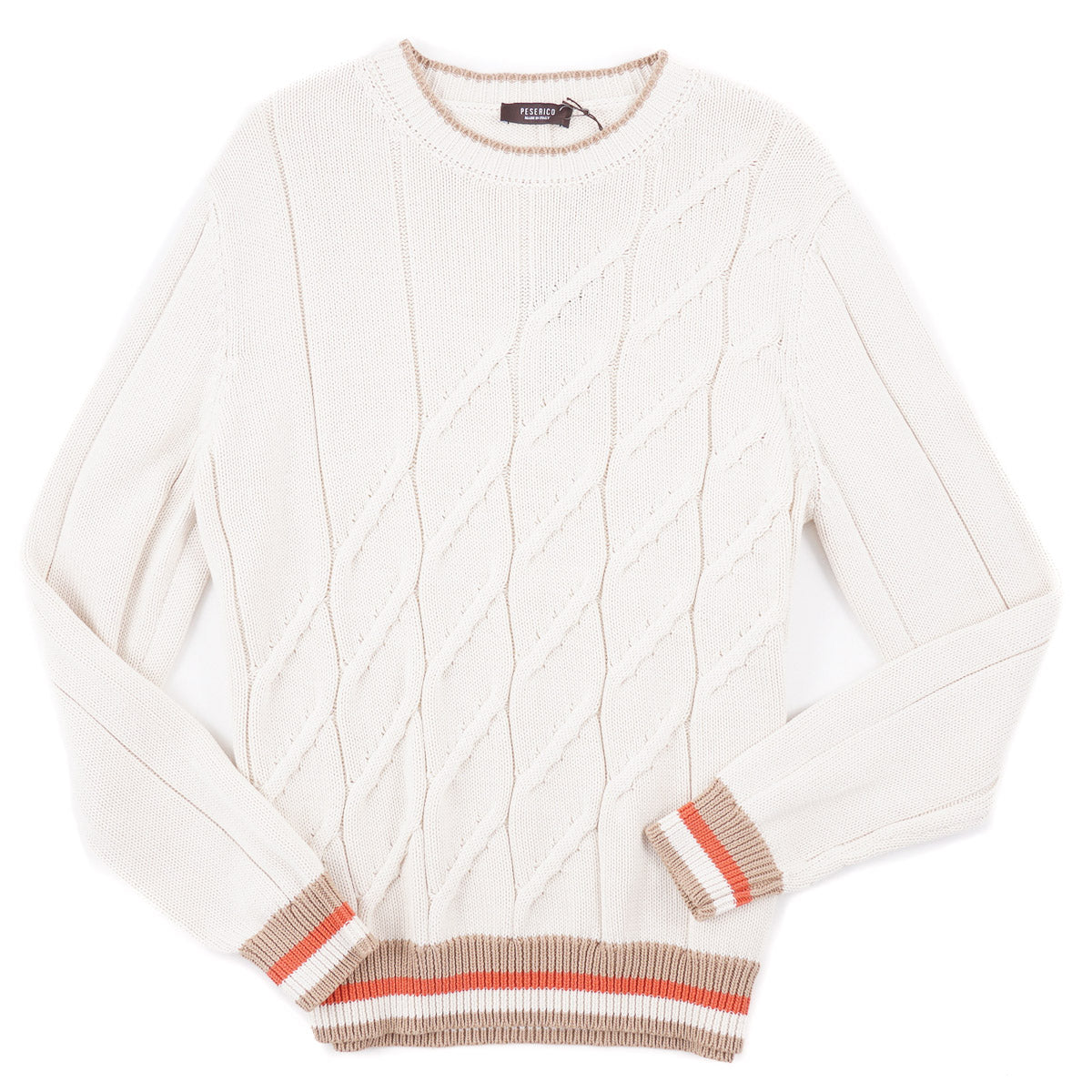 Cotton Cable Knit Sweater - Beige