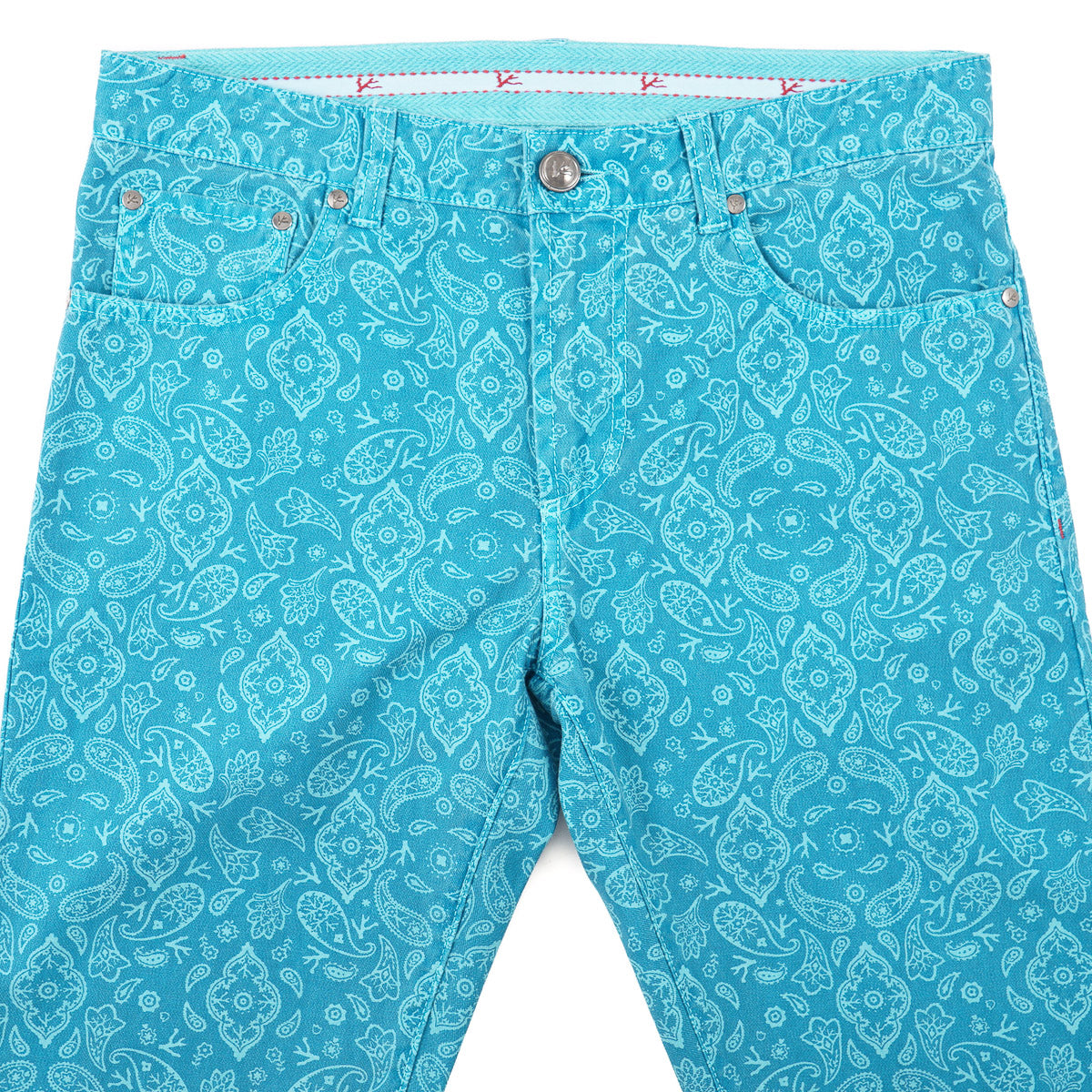Isaia Slim-Fit Printed Denim Jeans