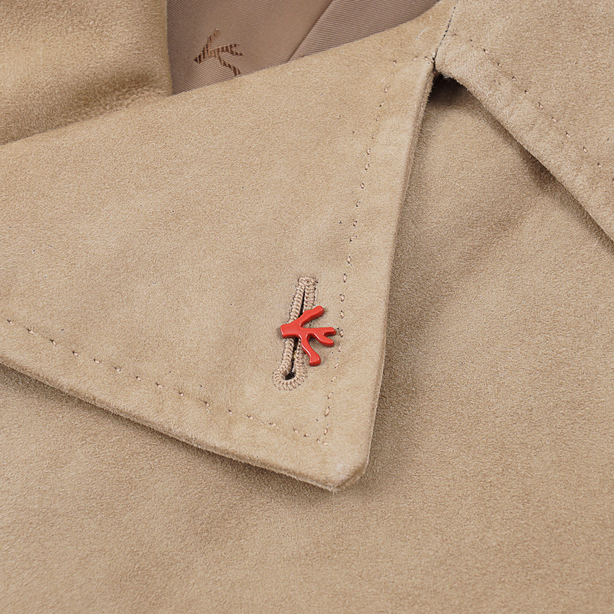 Isaia Lamb Suede Coat with Belt
