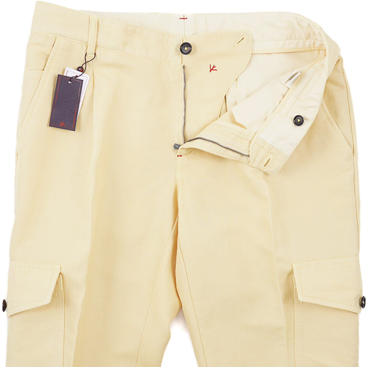 Isaia Cotton-Linen Pants with Cargo Pockets